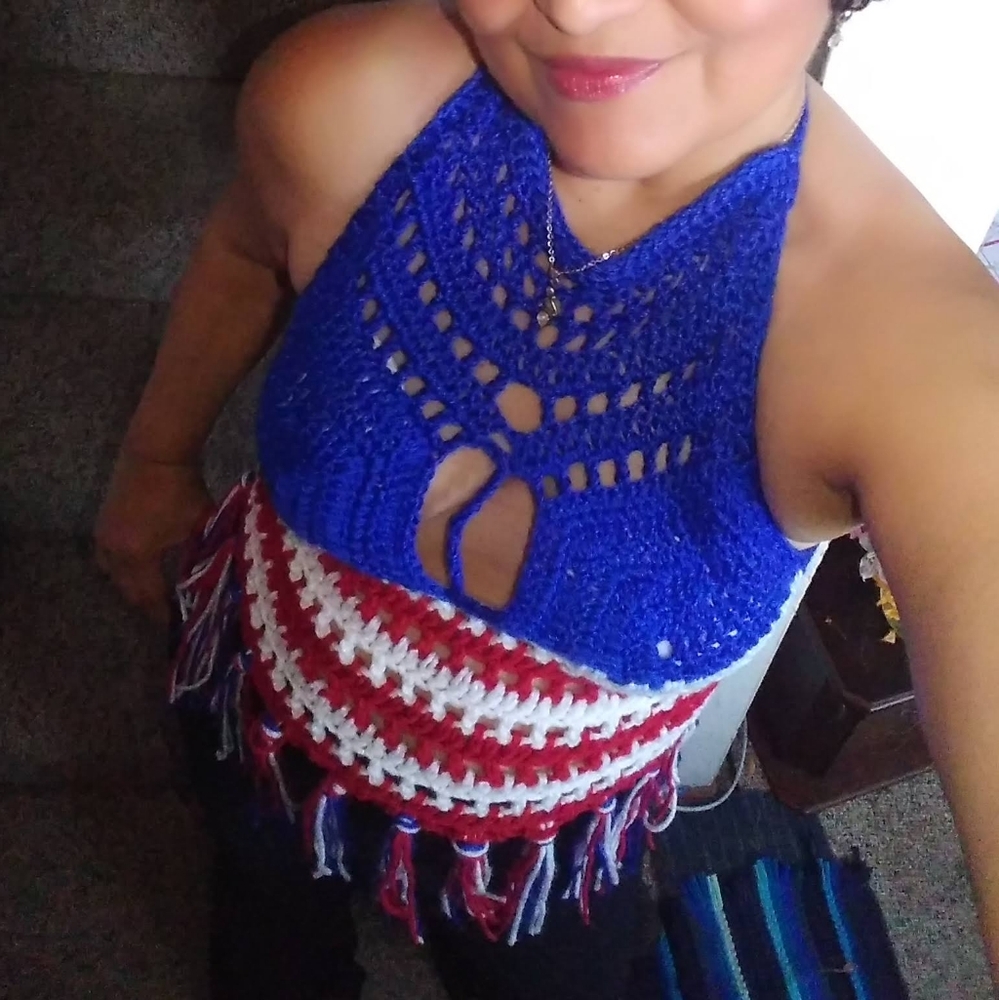 Crochet handmade 4th of July halter top - Picture 9 of 10